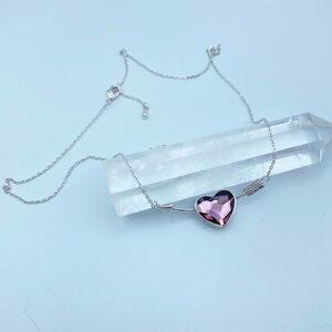 Amethyst Austrian Crystal Heart Infinity Love Necklace